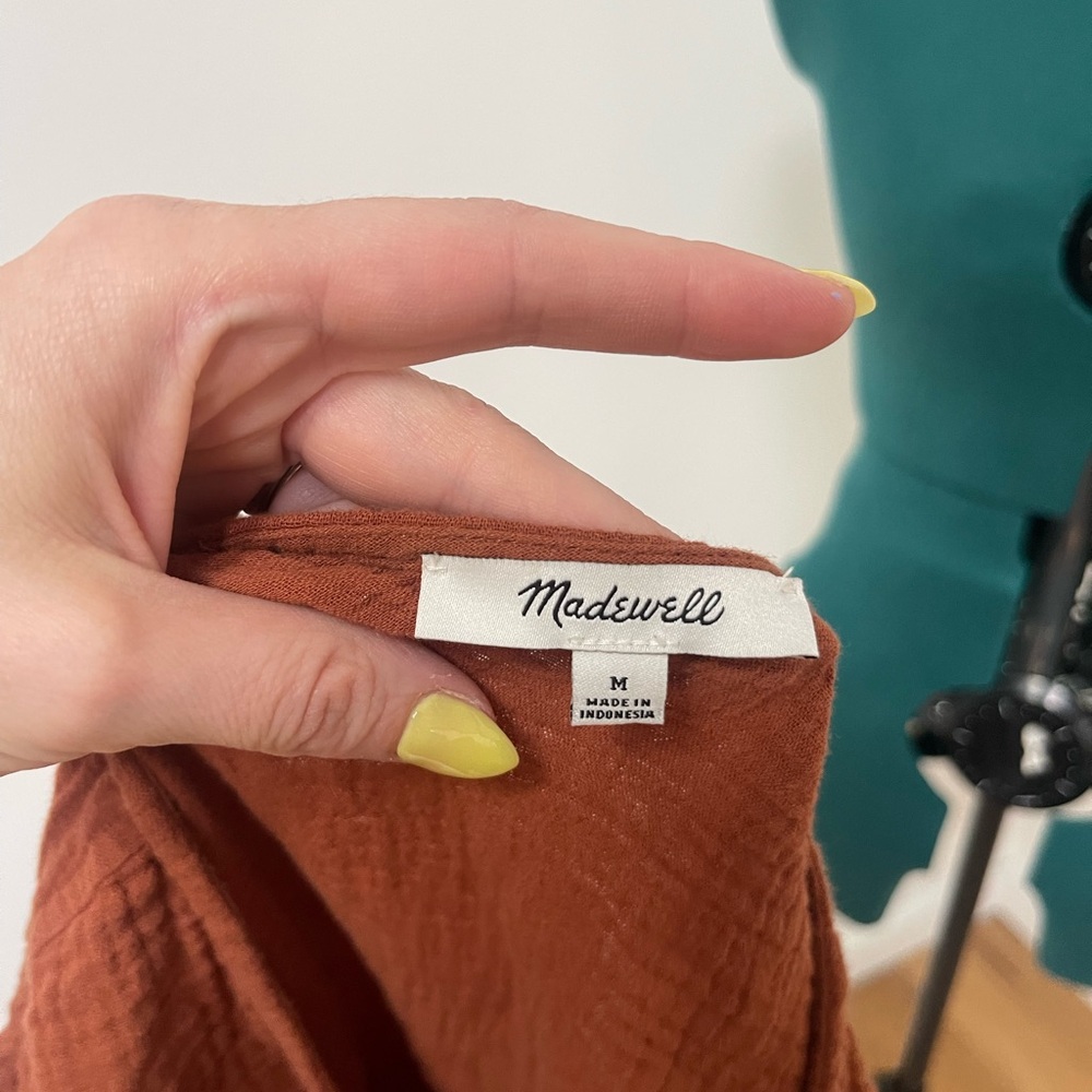 Madewell Brown Cropped Wrap Blouse - Picture 2 of 4